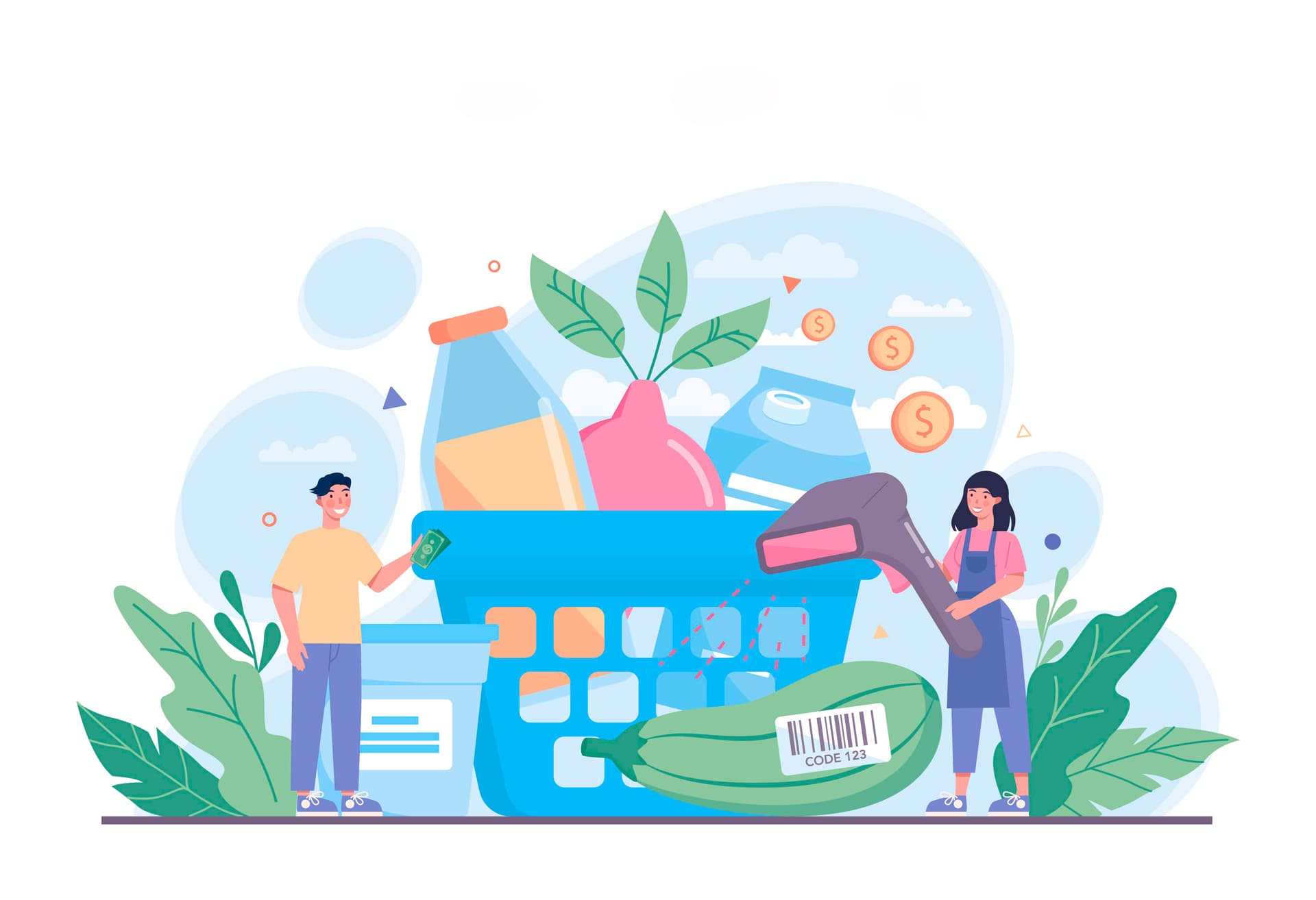 Cajera atendiendo en tienda